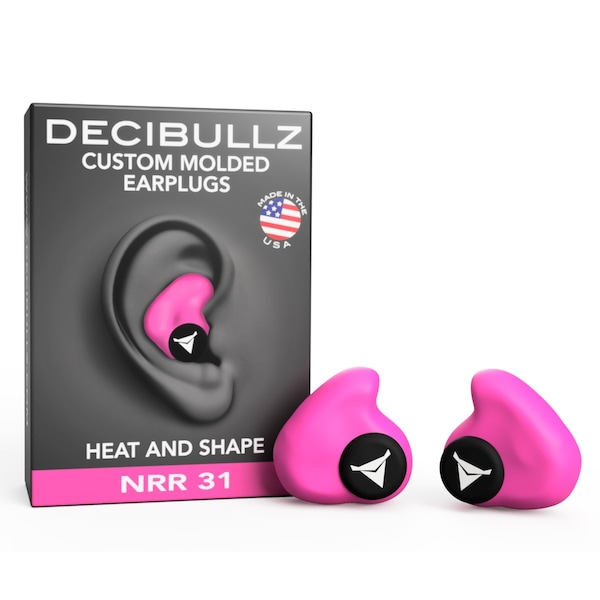 Custom Molded Earplugs Hi Vis Pink, 31 NRR, Simple DIY Process, Remoldable if needed
